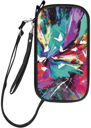 DOTBUY-SHOP Reisepass Tasche Familie Reiseorganizer, Bunt Mehrfarbig Muster Reisepasshülle Familie 4 Pässe, Reisepass Brieftasche Reisedokumententasche Reisepass Organizer (Schmetterling)