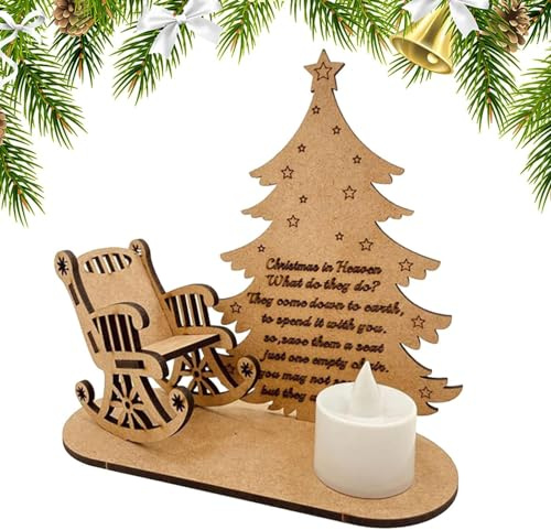 Kerzenhalter Weihnachten Deko, Weihnachts Gedenk Ornament, Weihnachtskerzenhalter, Personalisiert Schaukelstuhl Weihnachtsbaum Teelichthalter, Geschenke Merry Christmas In Heaven Teelichthalter (A)
