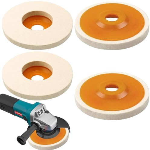 ZDNT 4 Pièces Disque de Polissage Meuleuse Angle Bore Feutre Laine 125mm Verre Céramique Plastique Métal Marbre