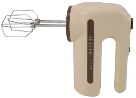 Cordless Electric Hand Mixer with Stainless Steel Whisk, 5 Speeds, Turbo Boost Ideal for Baking, Whipping, Cooking, Khaki