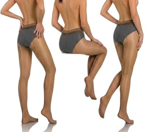 sesto senso Nahtstrumpfhose 20 DEN Strumpfhose mit rückwärtiger Naht transparente Feinstrumpfhose mit Stringoptik einzeln & im 3er Pack