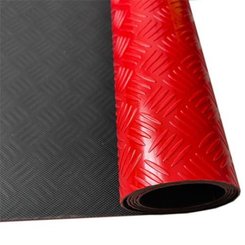 Garage Gummimatte Wasserdichte Gummigaragenmatte, Rutschfeste Isolierung Bodenbelag Rolle 60 70 80 90 100 120 150 CM Breite, Indoor Home Küche Keller Tür Matten ( Color : Red , Size : 1.5X6m/5X20ft )