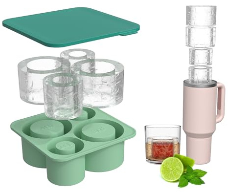 Eiswürfelform Silikon für Stanley Cup, Wiederverwendbare Eiswürfel für Stanley 20-40 Oz, Große Eiswürfelformen BPA Frei, Ice Cube Tray mit Deckel für Cocktails/Whisky/Getränken/Kaffee (D)