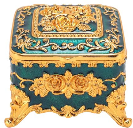 Pyhodi Vintage-Schmuckschatulle aus Metall, Einzigartige Retro-Vintage-Schmuckschatulle, Vielseitige Schmuckaufbewahrungsbox, Zeitloser Charme, 2,99 X 2,99 X 2,36