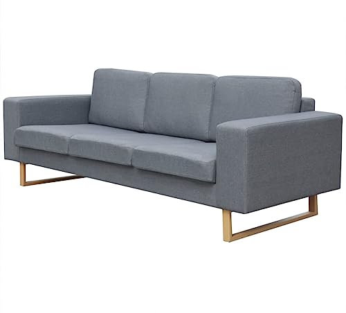 BUKSCYJS Sofas,Gartensofas,Schlafsofas,Gartenmöbel,3-Sitzer Sofa Stoff Hellgrau für Hinterhöfe, Terrassen, Pools, Balkone, Veranden oder Gärten