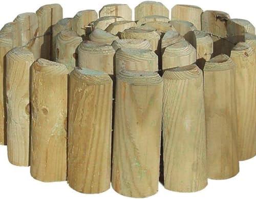 KHAPALWAK Wooden Lawn Edging Border, Durable Fence Panels, Wooden Border Roll, Lawn Edging Fence, Garden Edging Border with Stainless Steel Fittings (180x15CM)