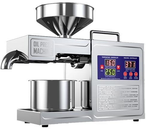 guoyjmm Oil Press Machine,820W Hot/Cold Electric Automatic Oil Press Extractor,Organic Oil Expeller, Pressing Mill Maker Machine for Commercial Domestic Use