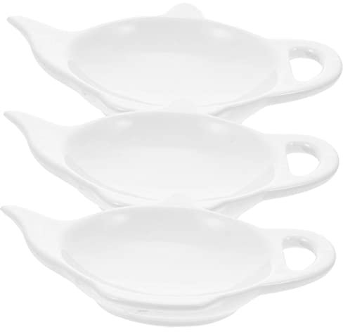 COLLBATH 3pcs Ceramic Tea Bag Saucer Tea Bag Holder Storage Organizer for Kitchen Tools Rest for Used Dish