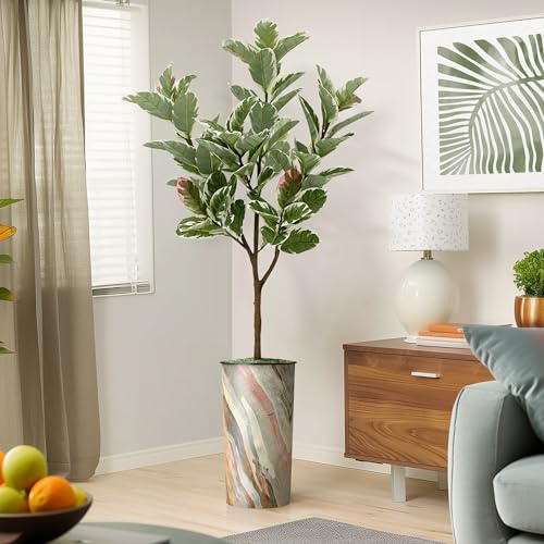 Artificial Tree in Modern Contemporary Planter, Fake Rubber Silk TRE for Indoor and Outdoor Home Decoration - 70 Overall Tall (Plant Pot Plus Tree)