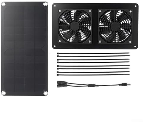 HOHOVYVY Solar Ventilator,Solar Ventilator Gewächshaus,Solar Panel 30W 12V Abluftventilator Für Outdoor Hühnerstall Gewächshaus Wasserdicht