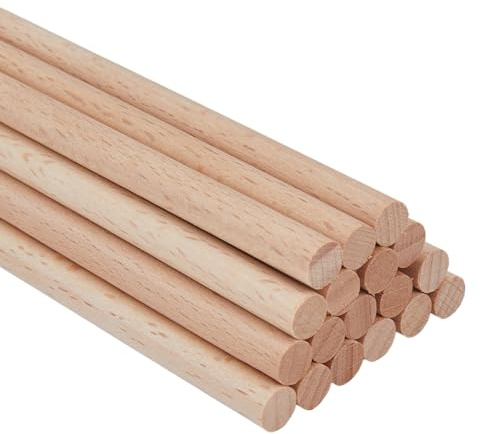 Hobbspring 20 Stück Dübelstange Aus Hartholz Unbehandelte Naturholzstangen Holzdübel Massivholzstange 20x0.8cm Holz Bastelstange Zum Basteln DIY Stricken Wandteppiche Dekoration Für Haus
