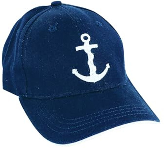 NKlaus Casquette « Ancre », bleu marine, coton blanc brodé, décoration maritime, casquette rétro 16065, bleu marine, XXS-4XL