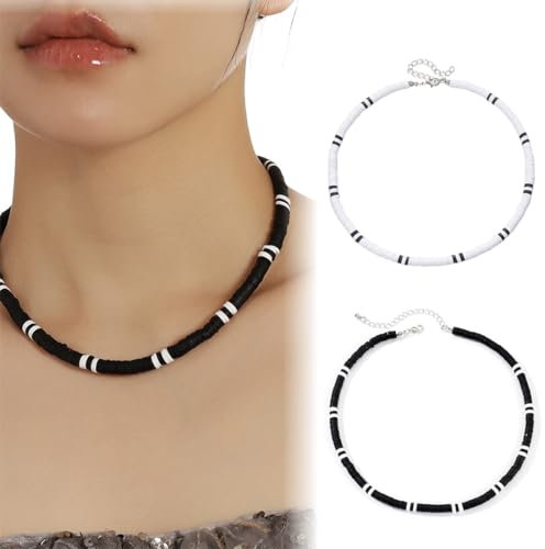 SULIUDAJI 2 Stücke Muschelkette, Surferkette Herren, Shell Halskette Edelstahl Zutreffend Muschelkette Harren Herren Surferkette, Getäfelte Holzperlen Halskette, Einzigartige Stil Halsketten