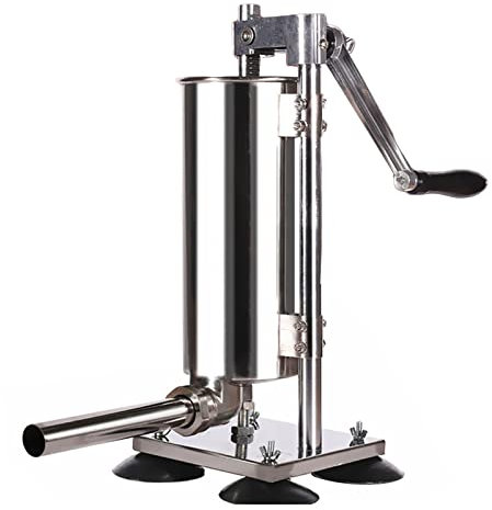 Manual Vertical Sausage Stuffer, 3L Stainless Steel Sausage Stuffer, Heavy Duty Meat Filler with 4 Stainless Steel Stuffing Tubes, Home & Commercial Use