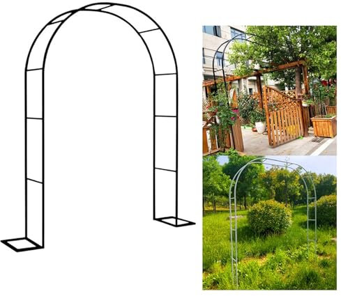 Arco da giardino in metallo, resistente, per piante rampicanti, matrimoni, cerimonie, feste, 1,8 x 2,2 x 0,4 m, colore: nero