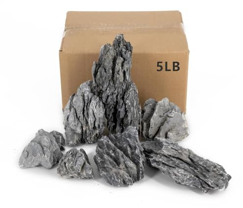 ChaoLeHo Aquarium Rocks Seiryu Stones Natural Hardscape Stone for Aquariums, Fish Tanks, Bonsai, Terrariums, Wargaming Dioramas, Indoor or Outdoor Gardens-5lb(2-6 Inch)