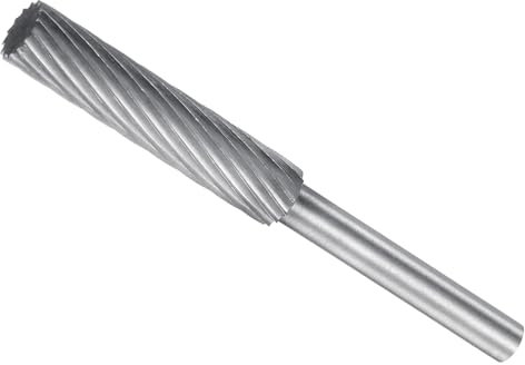 CoCud Tungsten Carbide Rotary Burrs File, 4mm Shank 6mm Dia, Single Cut Cone Cylinder Rotary Burrs Tool - (Applications: for Metal Carving)