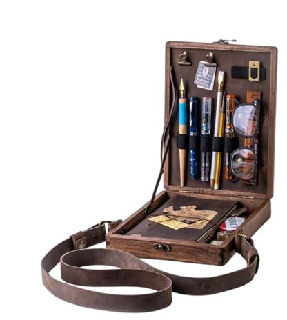 Writers Messenger Holzbox – A5 Künstlerpinsel-Aufbewahrungsbox – Malwerkzeug und Pinsel-Aufbewahrung, Holzbox für Outdoor, Skizzieren, Zeichnen, Malen, Schreiben