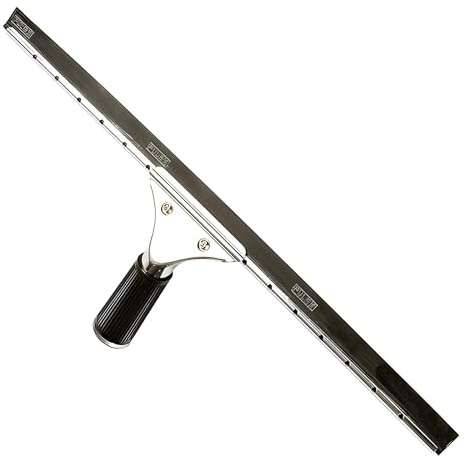 Bricoloco Limpia Cristales Profesional 45 cms. en Silicona y Acero Inoxidable para Ventanas, mamparas de Ducha, Azulejos, Espejos Grandes. (1)