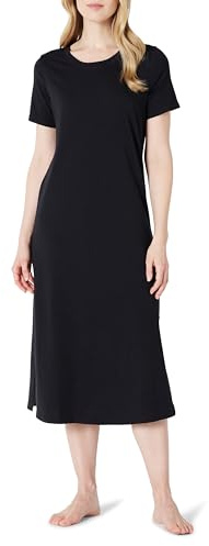 Amazon Essentials Women's Soft Cotton Blend Short-Sleeve Sleep Nightgown, Black, XL