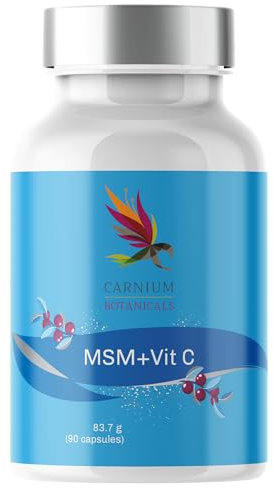 Carnium Botanicals MSM + Vitamina C – Integratore MSM Metilsulfonilmetano con Vitamina C – 90 Capsule Vegane – Senza Zucchero, Glutine e Lattosio