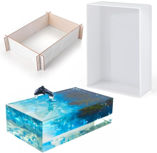 Waitamo Molde Silicona Resina Epoxi Rectángulo Grande, Molde de Silicona Resina Rectangular con Soporte Moldes de Fundición Resina Para Conservación de Flores Soporte para Libros (7.5x5.2x1.9in)