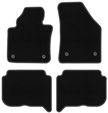 Velours-Fußmatten passend für Volkswagen Touran I FL 2010-2015, Schwarz | passend für Minivan; dünner Velours-Teppich (Polypropylen), ca. 4 mm; rutschfest, vormontierte Befestigungen (Typ AV2)