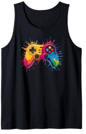 Gamer Paint Splash Art Videospiele Bunte Jungen Mädchen Kinder Tank Top