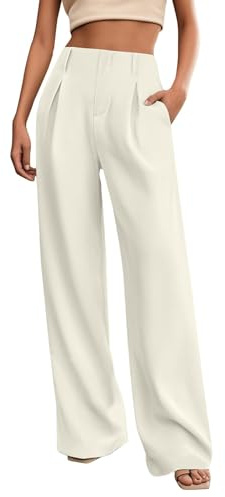 Pantalones de vestir para mujer, cintura alta, elásticos, holgados, rectos, de pierna ancha, pantalones palazzo, ligeros, cómodos, formales, informales, para descansar, para negocios, oficina