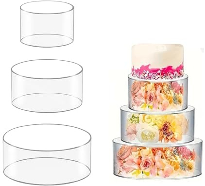 Inscrip Befüllbarer Tortenständer aus Acryl, Stapelbare Torten Etagere, 3 Stück Dessert Displaybox, Transparent Cupcake Etageren für Geburtstags, Hochzeits und Feiertagsfeiern (Clear Ohne Deckel)