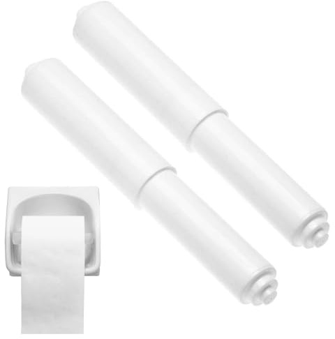 2Pcs Toilet Roll Holders，Toilet RollHolder White，Wall Toilet RollHolder，Plastic Toilet Roll Holder，Toilet Roll Holder Insert，Spring Loaded Bathroom Replacement Roller, Easy installation(2PCS WHITE)