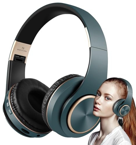 Genérico Cuffie con cancellazione del rumore, auricolari ricaricabili con microfono, stereo, con cancellazione del rumore, sovraurali per intrattenimento, cuffie pieghevoli da viaggio