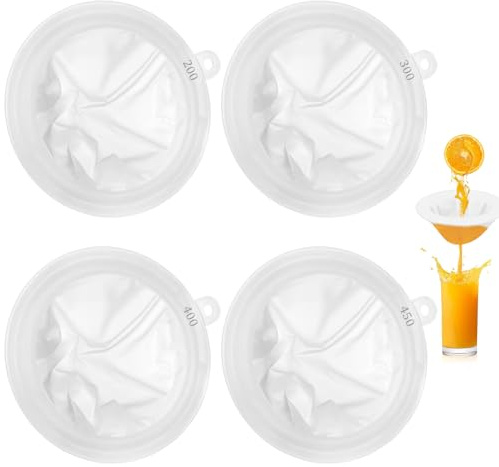 4 Pcs Colador De Malla Fina Nailon 200/300/400/450 Mallas Reutilizables Con Malla- De Nylon Ultrafino Tamiz Fino Coladors De Jugo Pequeño Colador-Nailon De Cocina Para Zumo, Leche, Café, Leche De Soja