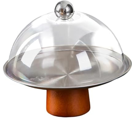 rockible Alzata per torta con coperchio, piatto da portata, vassoio versatile, porta torta per compleanno, festa, cucina, matrimonio, Argento 20x18cm