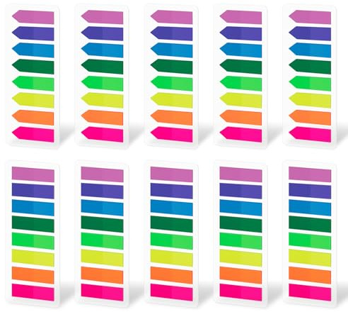 JEFURE 2000 Piezas Marcadores Adhesivos, 8 Colores, 2 Formas | Notas Adhesivas Escribibles, Sticky Tabs e Índices para Marcar Notas, Libros y Documentos en Escuela y Oficina