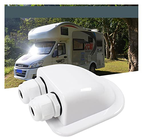 Scatola passacavi a doppio ingresso Pannello solare Tetto Passacavi Passacavi Cavo Camper Bianco Doppio foro RV Accessori for auto for yacht per Roulotte e Barche(Double Hole White)