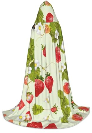 QAZWZML Bonita capa con capucha para adolescentes con estampado de fresa para fiestas de vacaciones, disfraces de bruja y fiestas de disfraces