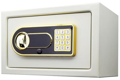 Tresor Home Safe Box Elektronischer Kleintresor mit Tastatur und Ersatzschlüsseln for Dokumente, Geld, Schmuck, Wertsachen geldtresor(Blanc)