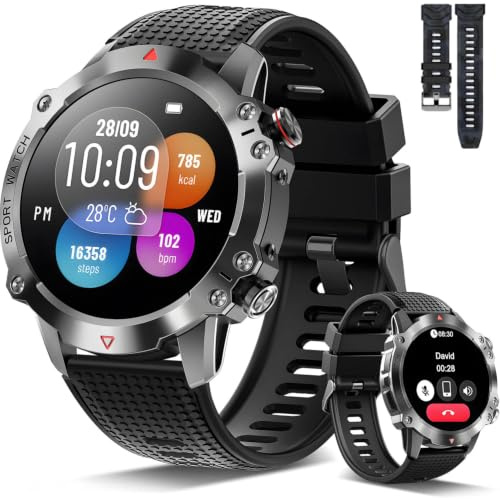 Reloj Inteligente Hombre, 1.39“ Smartwatch Hombre con Llamadas Bluetooth, 100+ Modos Deportivos, Pulsómetro, SpO2, Sueño, Presión Arterial, Podómetro, Reloj Deportivo Para Compatible Android iOS