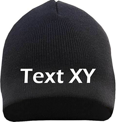 HB_Druck Beanie mit Wunschtext - Blockschrift - Bestickt - Mütze Strickmütze