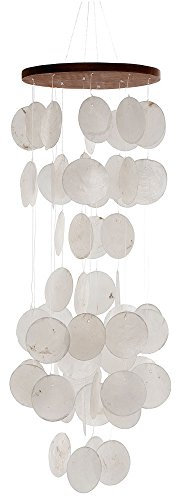 HAB & GUT -HA105- Windspiel WEIß, Perlmutt, 60 cm, Fensterschmuck, Mobile für Fenster, Wand, Zimmer, Terrasse und Balkon