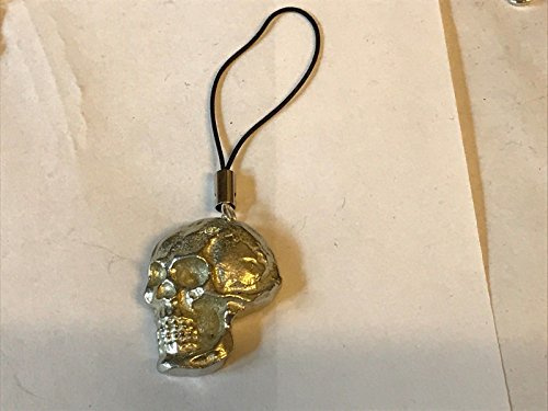 Seitenansicht Echthaar Stil Totenkopf TG117 Horror aus modernen English Pewter Handy Charme geschrieben von uns Geschenke für alle 2016 von Derbyshire UK...
