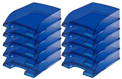 Leitz 5226 Plus Briefkorb, 7 cm Höhe, stapelbar, transparent (blau, 10er Pack)