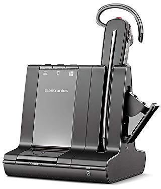 Plantronics DECT-Mono-Headset 'Savi W8240-M' konvertibel, mit Basisstation, Überkopfbügel + Nackenbügel und Ohrhaken, SoundGuard, Skype for Business, Schwarz