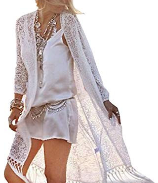 VersusModa Spolverino Copricostume Mare Donna Pizzo Woman Lace Beach Cover ups COV0021 (Taglia Unica)