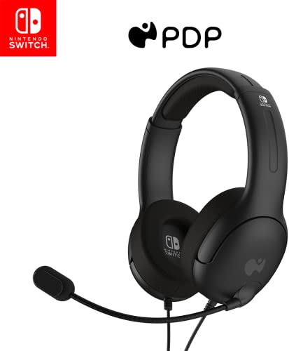PDP Gaming LVL40 Stereo Headset with Mic for Nintendo Switch - PC, iPad, Mac, Laptop Compatible - Noise Cancelling Microphone, Lightweight, Soft Comfort On Ear Headphones, 3.5mm jack - Black