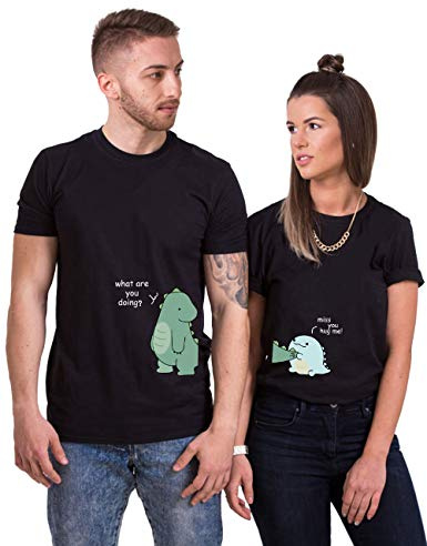 Par-t-shirt för anime par t-shirt kärlek par t-shirt kärlek partnerlook tecknad par present svart vit grå 1 st