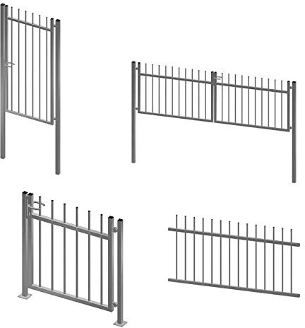 Gartentor Edelstahl V2A Company Zaunfeld Eingangstor Einfahrtstor Komplett-Set (Tor klein Komplett-Set mit Pfosten zum Aufdübeln)