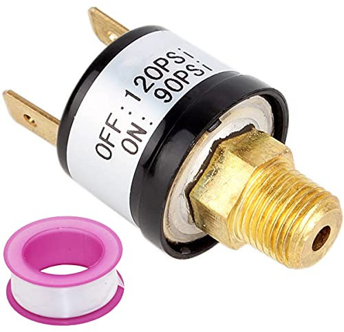Youmile 90-120 PSI Heavy Duty Air Compressor Pressure Switch, 12V/24V, Tank Mount, 1/8 NPT, Auto On/Off at 90/120 PSI, Ideal for Air Horns