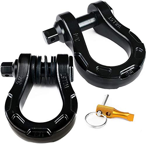 GearAmerica Aluminium-Schäkel - 13,6 kg MBS, 4,5 kg WLL - Sichere Verbindung für Abschleppgurt, Seil oder Windenschnur - Rostfreie Alternative zu ¾ D-Ringen - 2er-Pack, schwarz